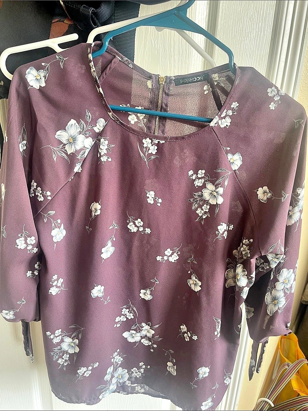 Papermoon Floral Blouse in Purple Like New